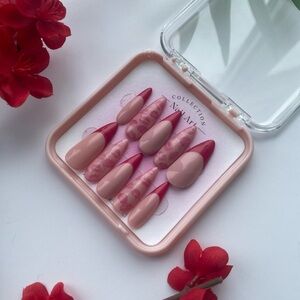 Red Kisses French Tip Nails - Perfect for Valentine’s Day